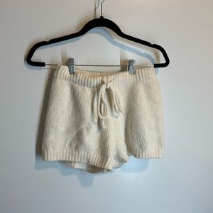 Cream colored knit shorts